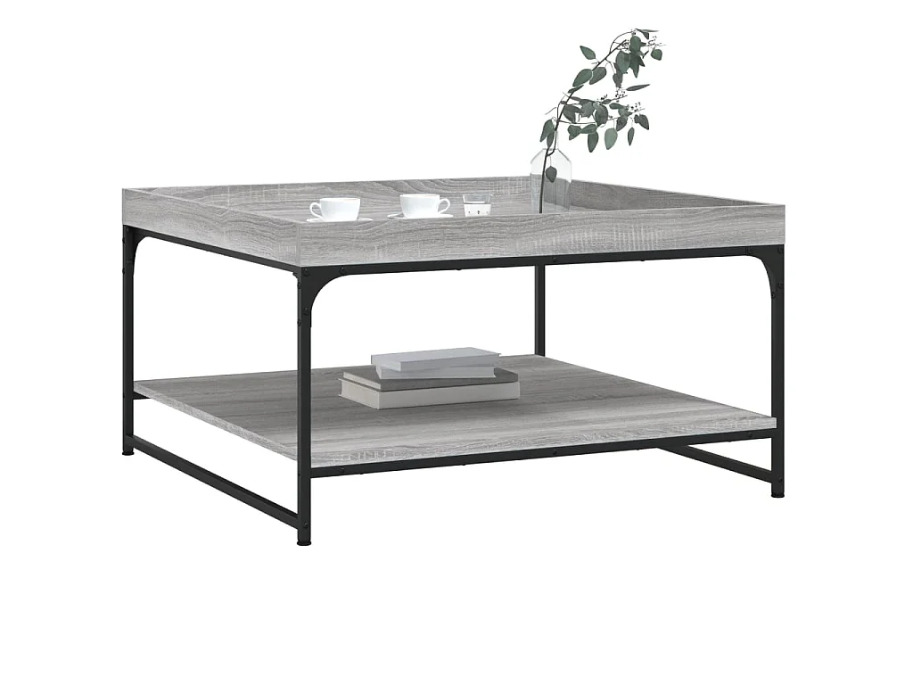 Table basse sonoma gris 80x80x45 cm bois d'ingénierie et fer