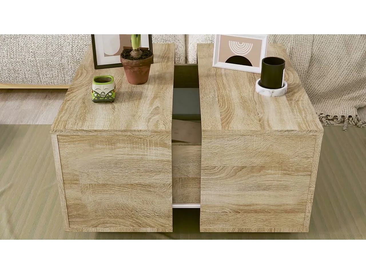 Table basse chêne sonoma 60x60x38 cm bois d'ingénierie