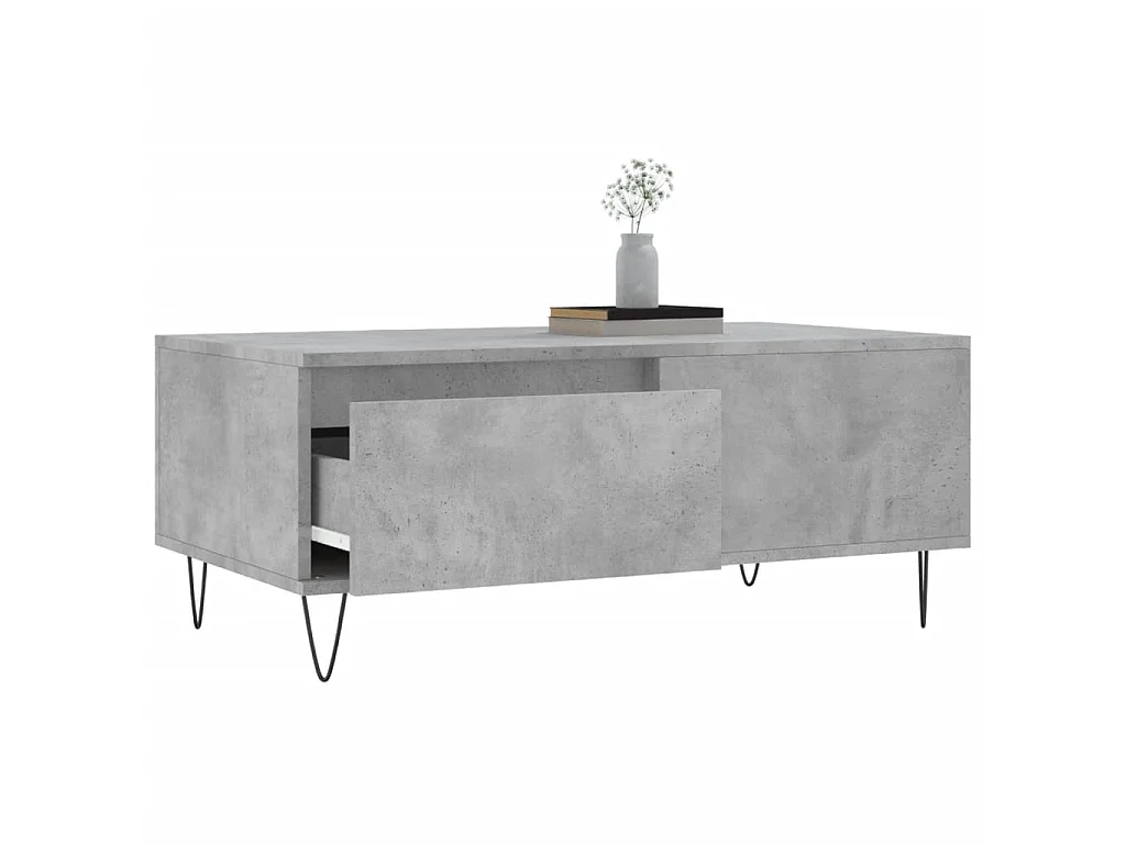 Table basse Gris béton 90x50x36,5 cm Bois d'ingénierie