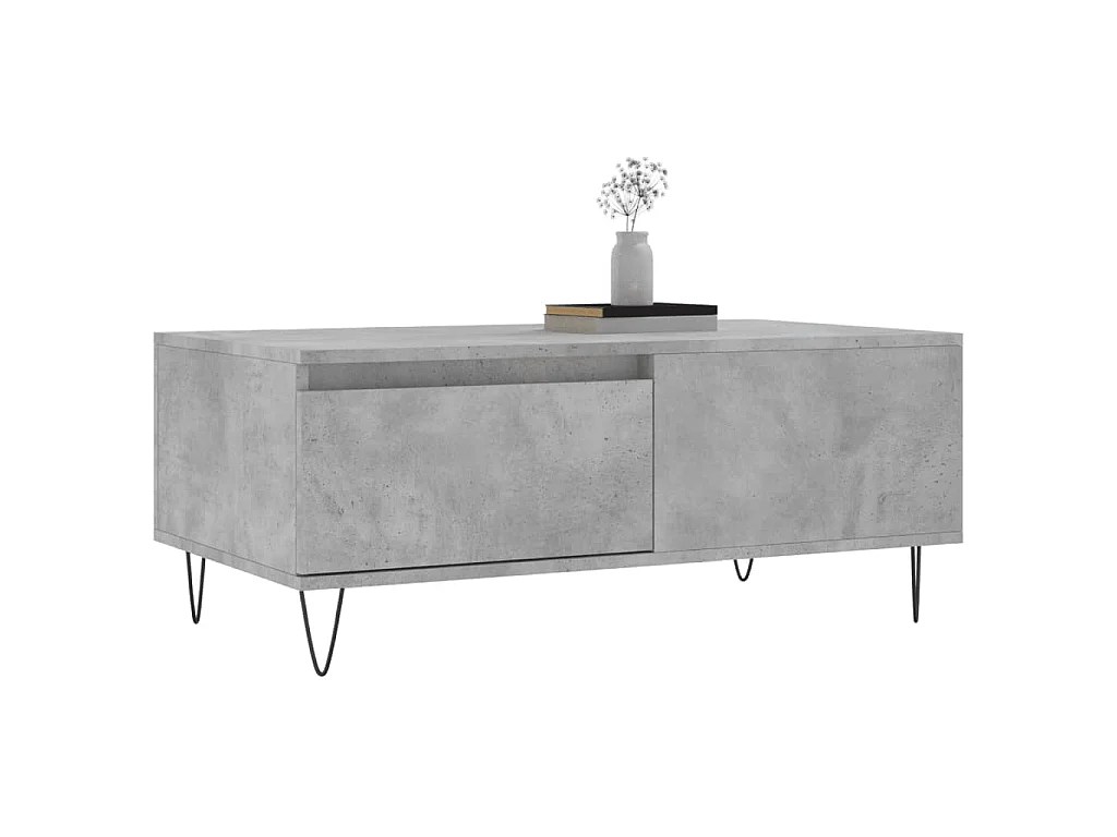 Table basse Gris béton 90x50x36,5 cm Bois d'ingénierie