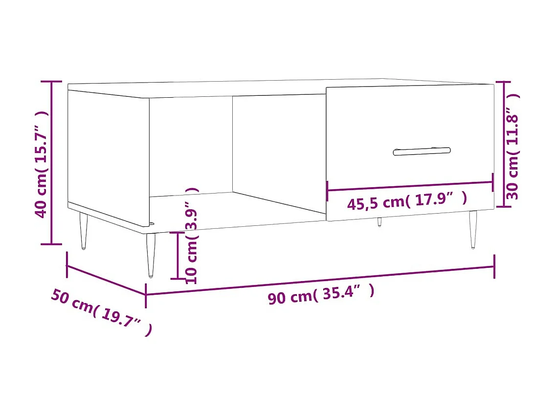 Couchtisch Braun Eichen-Optik 90x50x40 cm Holzwerkstoff