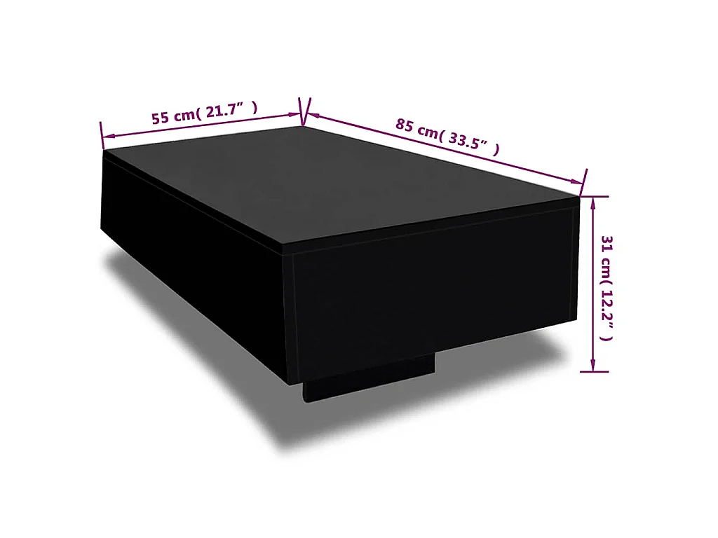 Table basse Haute brillance Noir