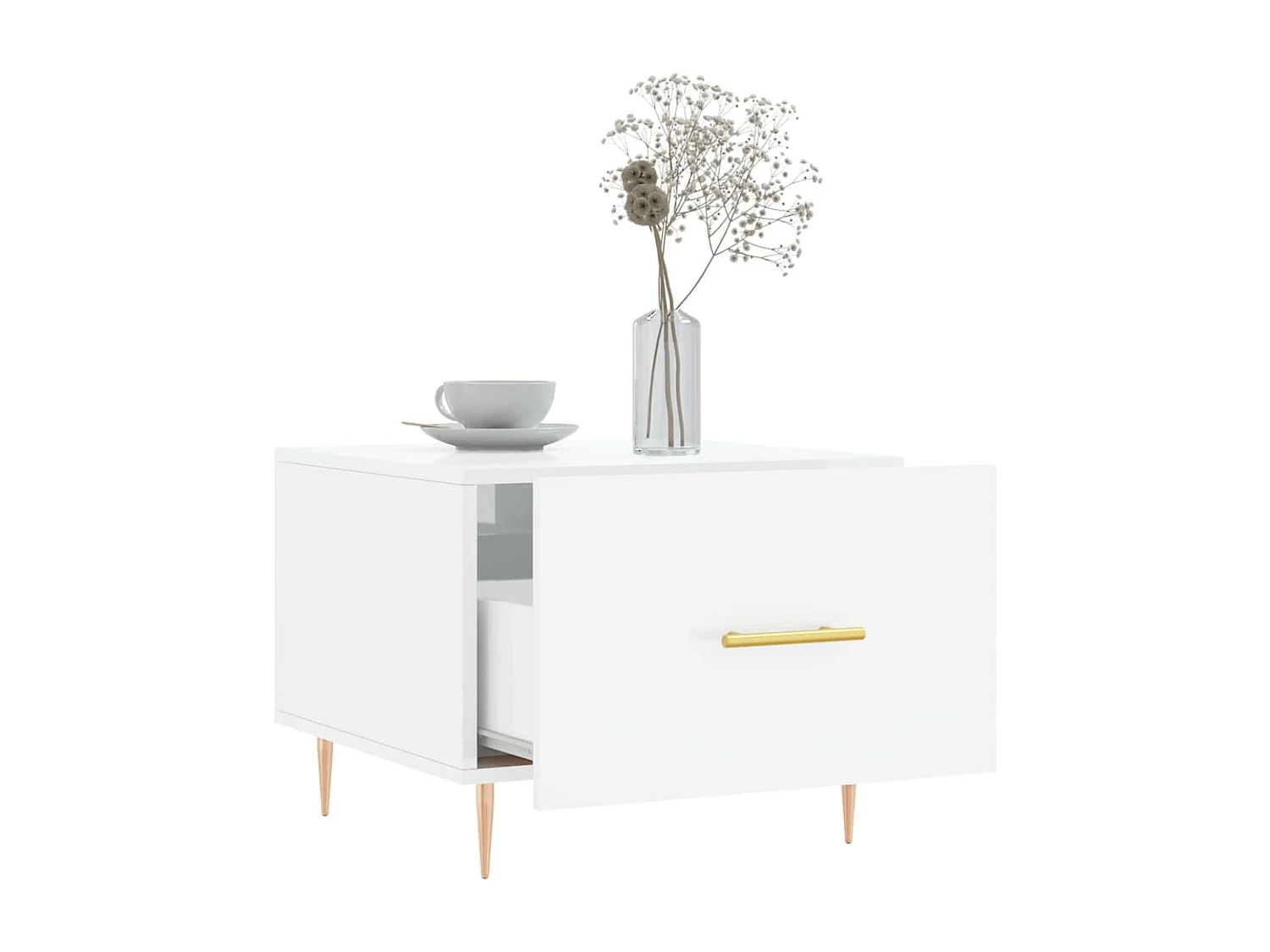 Table basse blanc brillant 50x50x40 cm bois d'ingénierie