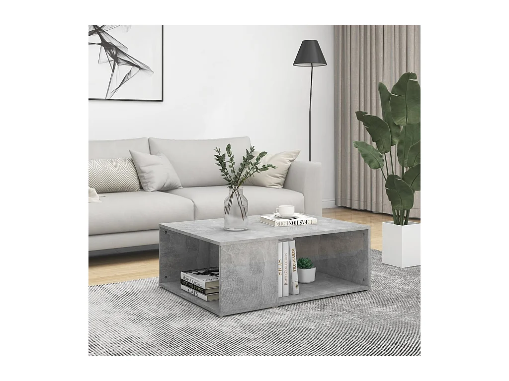 Table basse gris béton 90x67x33 cm bois d'ingénierie