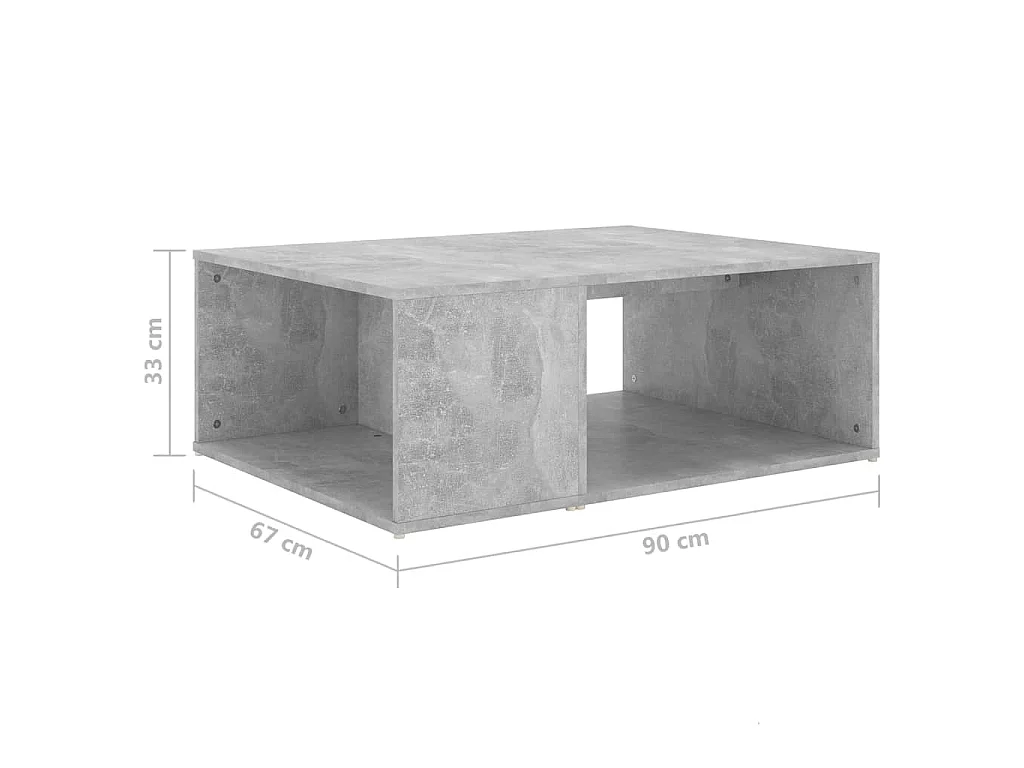 Salontafel 90x67x33 cm bewerkt hout betongrijs