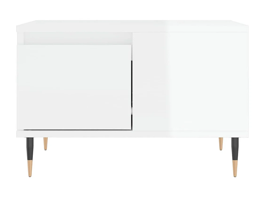 Table basse blanc brillant 55x55x36,5 cm bois d'ingénierie