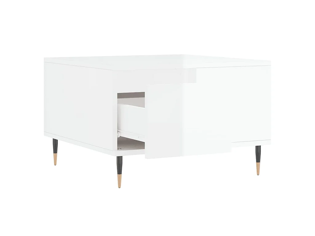 Table basse blanc brillant 55x55x36,5 cm bois d'ingénierie