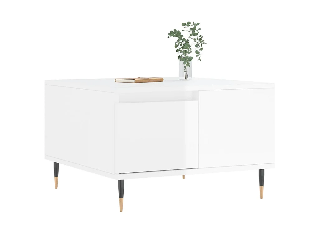 Table basse blanc brillant 55x55x36,5 cm bois d'ingénierie