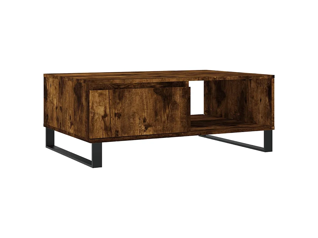 Table basse chêne fumé 90x60x35 cm bois d'ingénierie