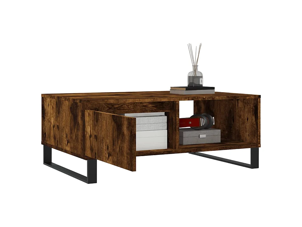 Table basse chêne fumé 90x60x35 cm bois d'ingénierie