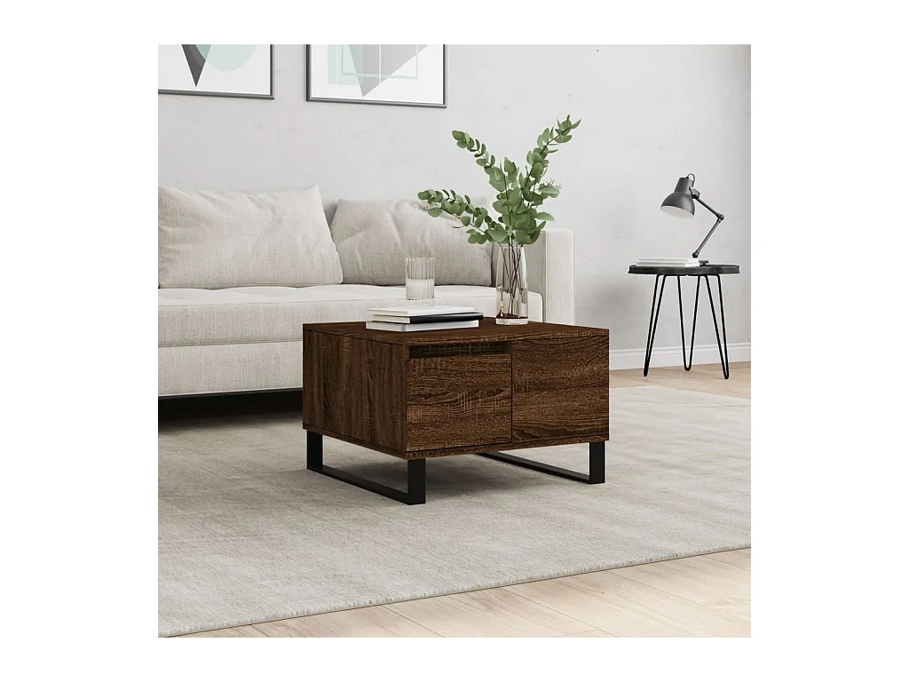 Table basse chêne marron 55x55x36,5 cm bois d'ingénierie