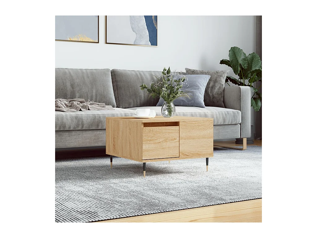 Table basse chêne sonoma 55x55x36,5 cm bois d'ingénierie