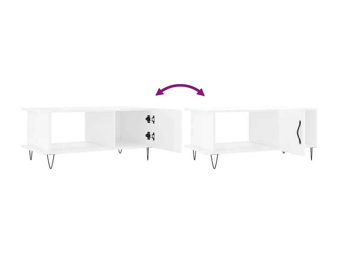 Tavolino da Salotto Bianco Lucido 90x50x40 cm Legno Multistrato