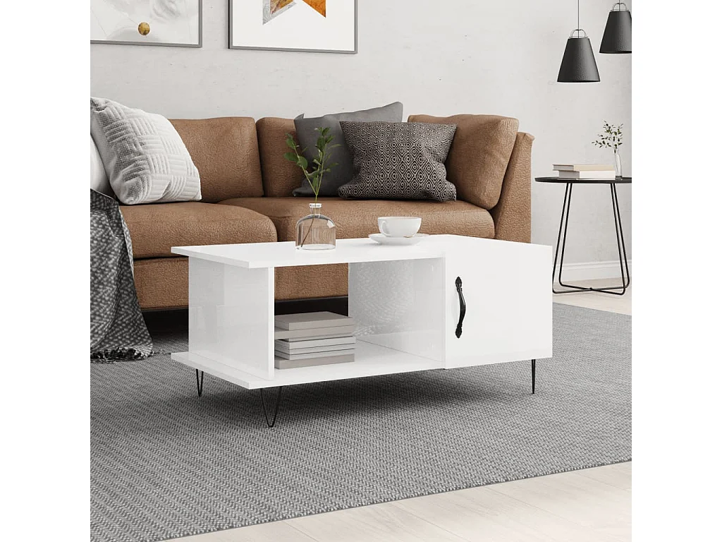 Couchtisch Hochglanz-Weiß 90x50x40 cm Holzwerkstoff