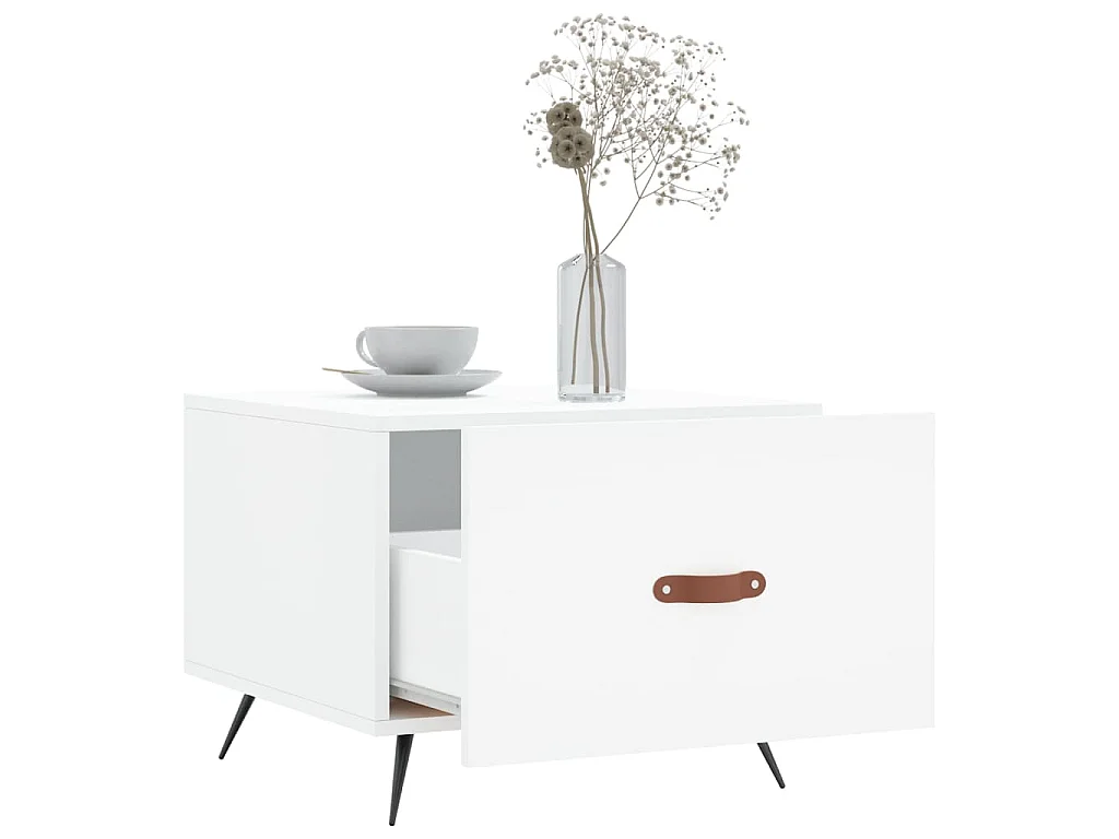 Table basse blanc 50x50x40 cm bois d'ingénierie