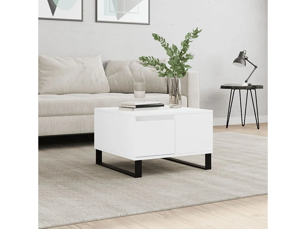 Table basse blanc 55x55x36,5 cm bois d'ingénierie