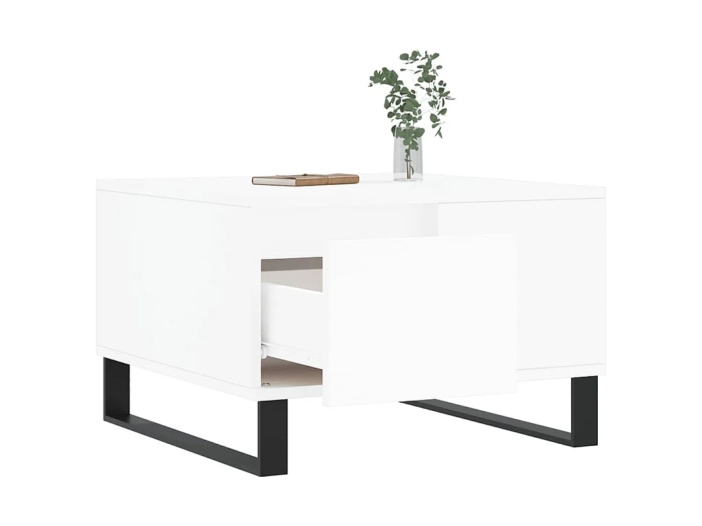Table basse blanc 55x55x36,5 cm bois d'ingénierie