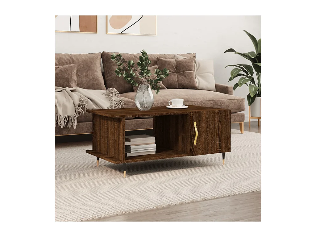 Table basse chêne marron 90x50x40 cm bois d'ingénierie