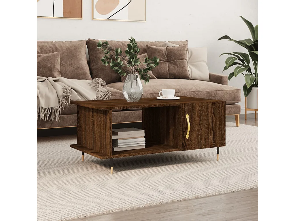 Table basse chêne marron 90x50x40 cm bois d'ingénierie