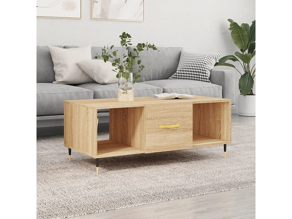 Table basse chêne sonoma 102x50x40 cm bois d'ingénierie