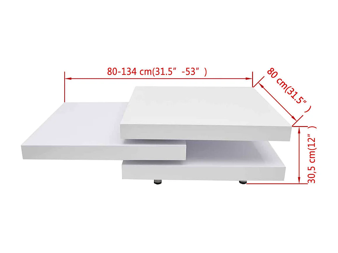 Table basse 3 étagères blanc brillant