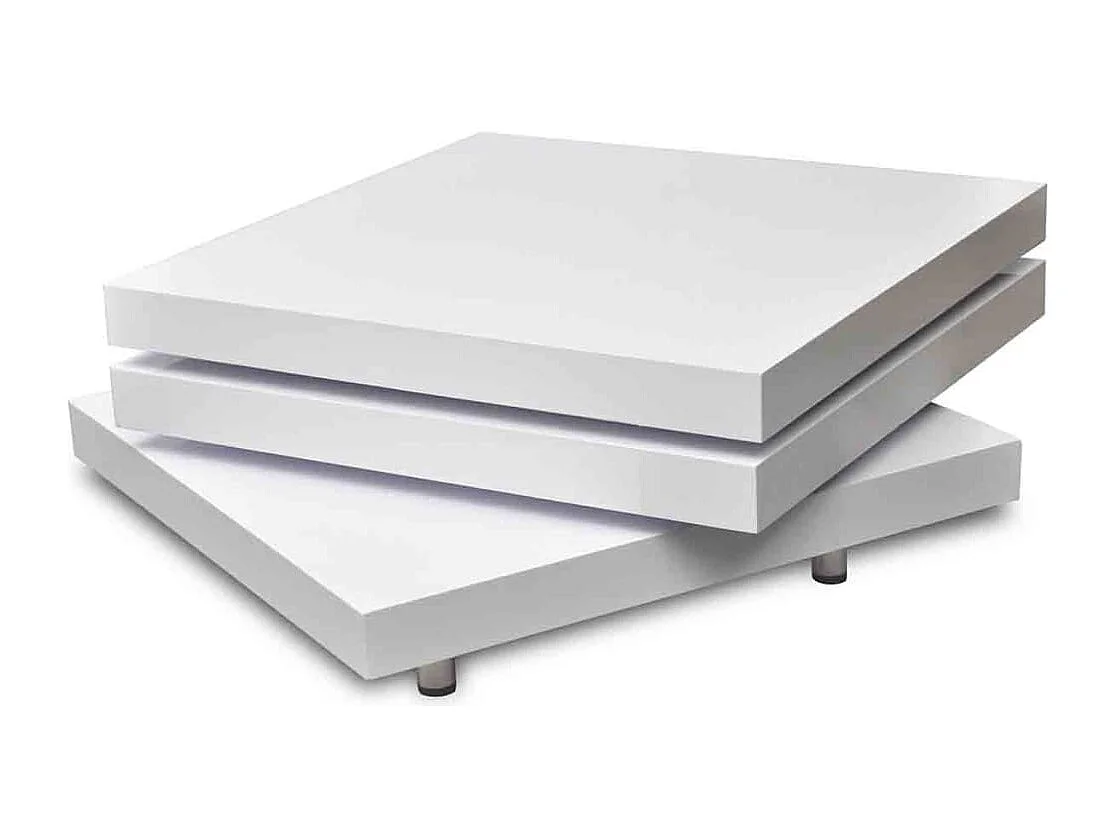 Table basse 3 étagères blanc brillant