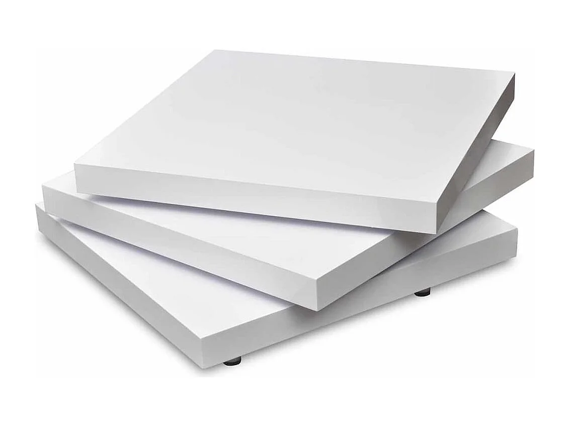 Table basse 3 étagères blanc brillant