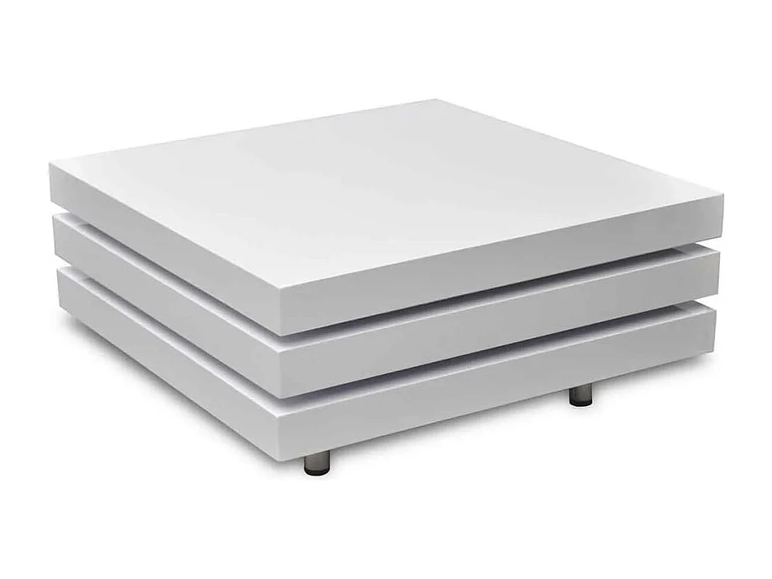 Table basse 3 étagères blanc brillant