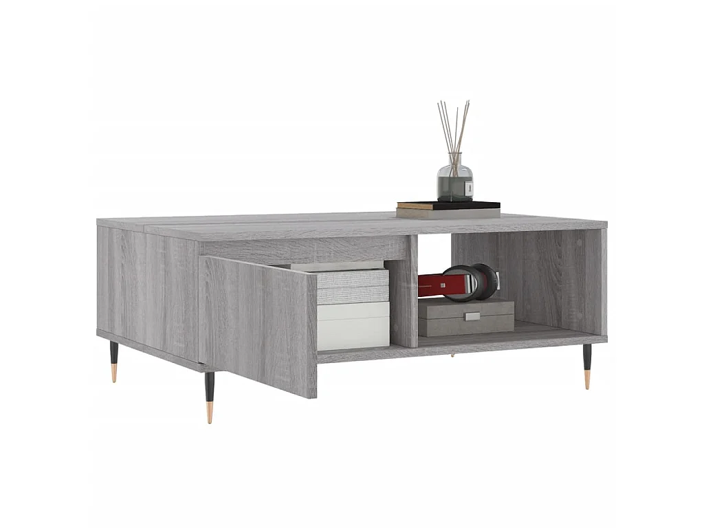 Table basse sonoma gris 90x60x35 cm bois d'ingénierie