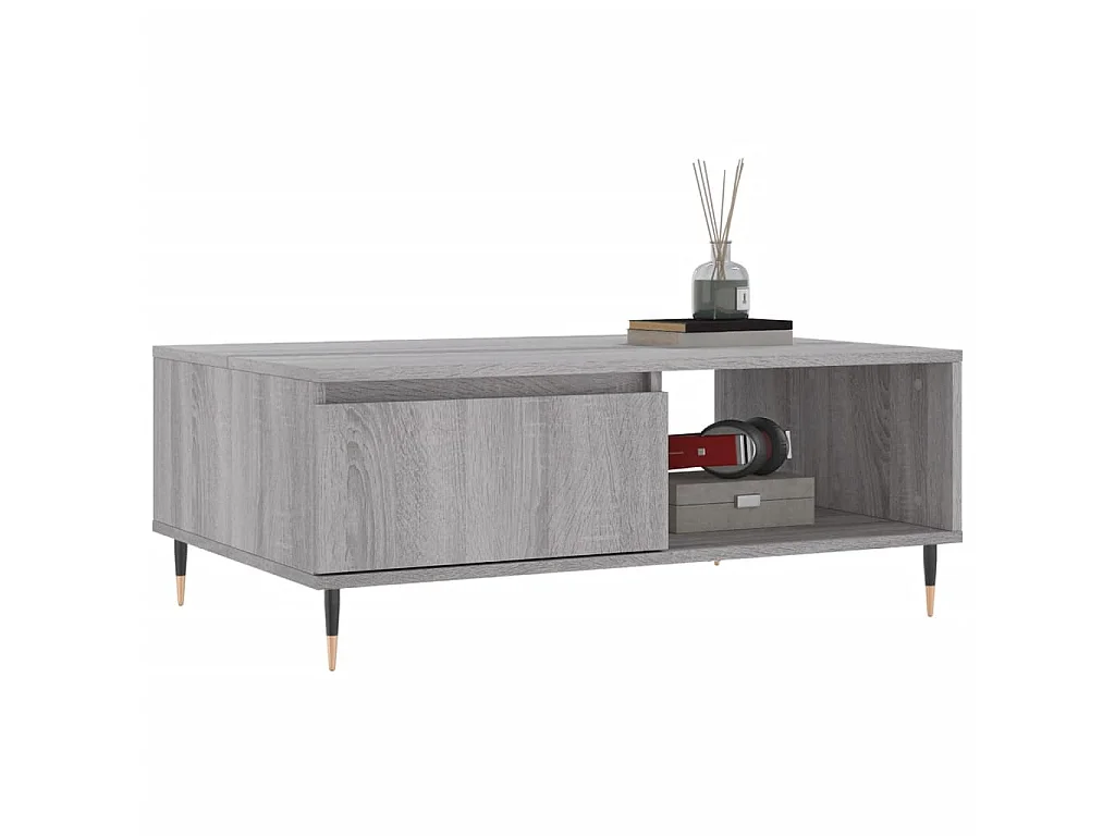 Table basse sonoma gris 90x60x35 cm bois d'ingénierie