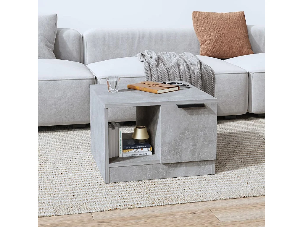 Table basse gris béton 50x50x36 cm bois d'ingénierie