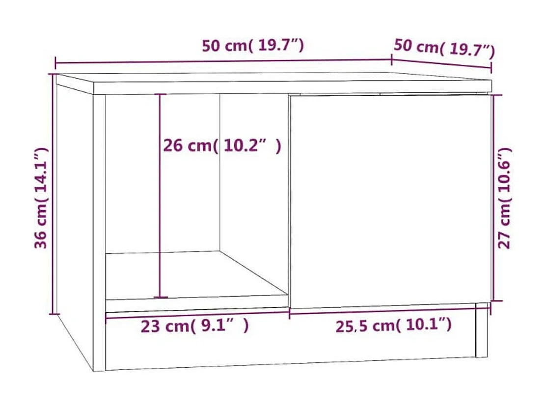 Table basse gris béton 50x50x36 cm bois d'ingénierie