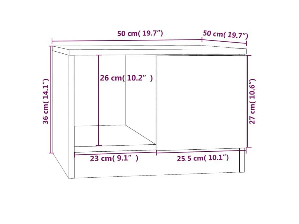 Couchtisch Betongrau 50x50x36 cm Holzwerkstoff