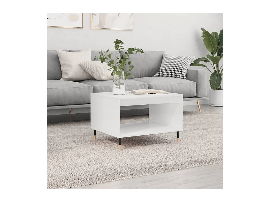 Table basse blanc 60x50x40 cm bois d'ingénierie