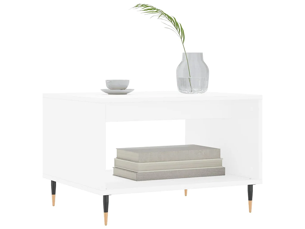 Table basse blanc 60x50x40 cm bois d'ingénierie