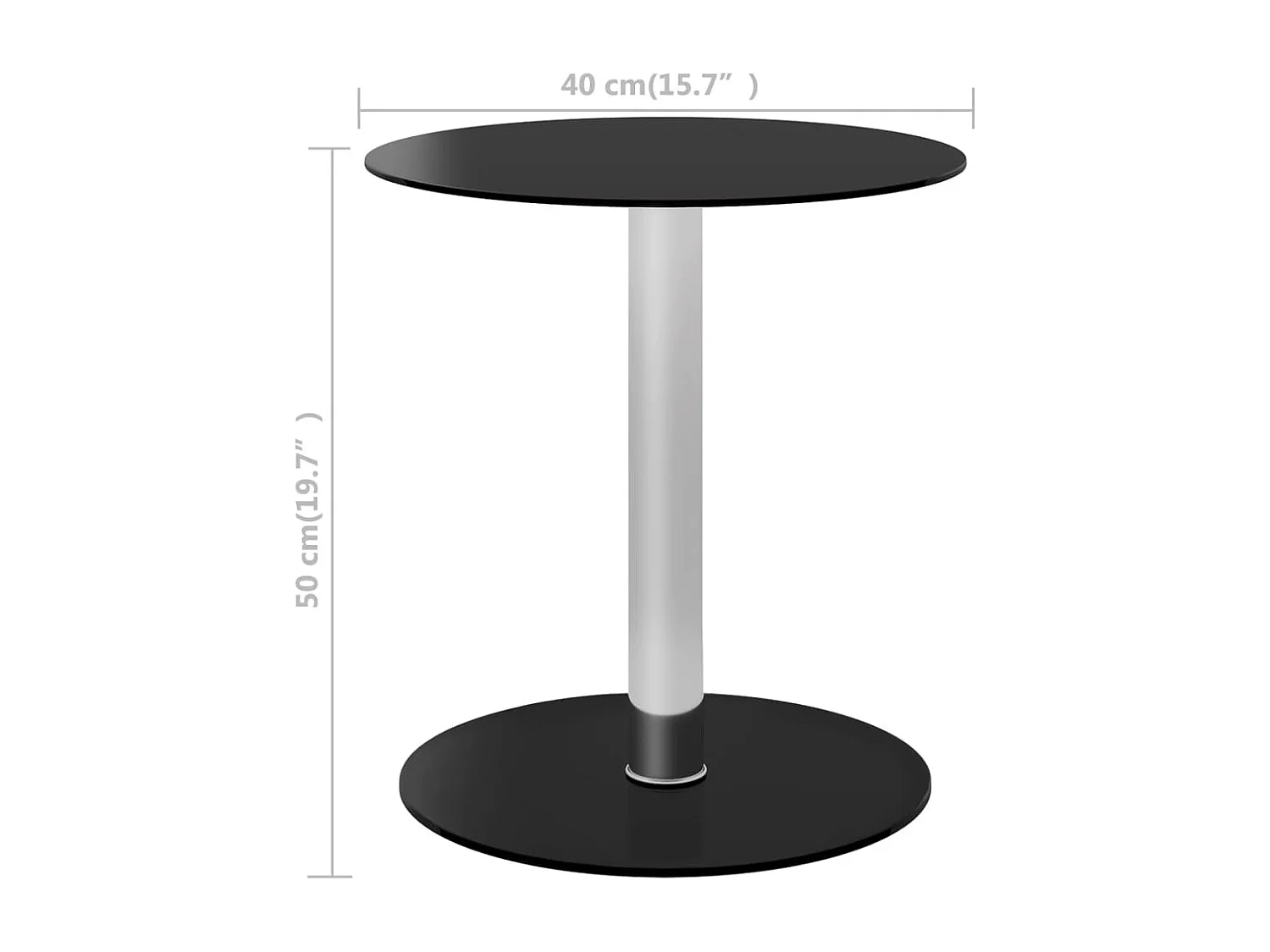 Table basse Noir 40 cm Verre trempé