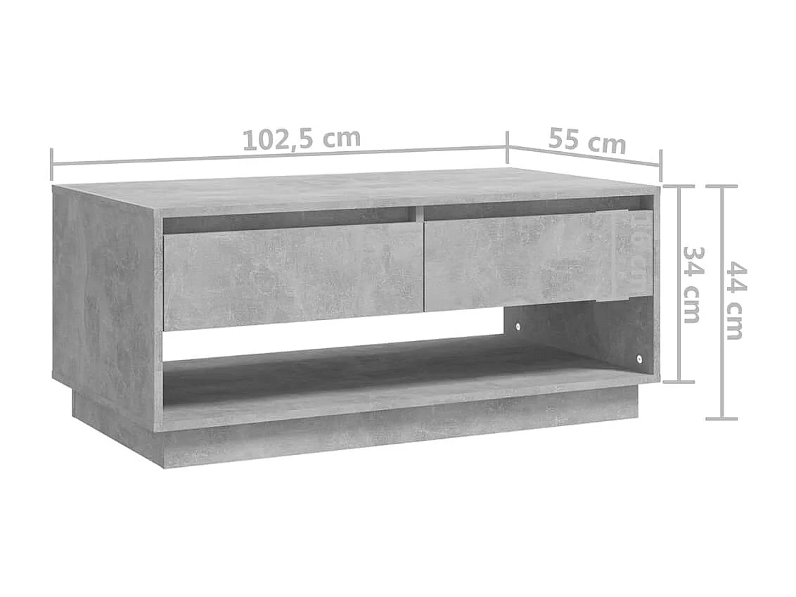 Salontafel 102,5x55x44 cm bewerkt hout betongrijs