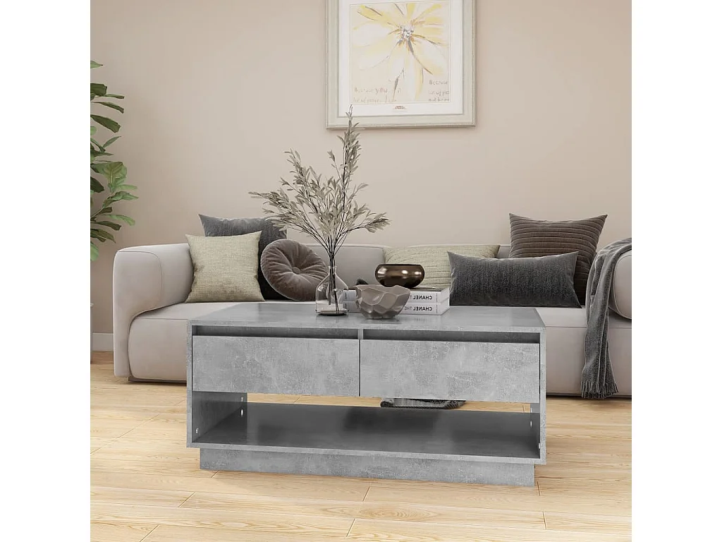 Salontafel 102,5x55x44 cm bewerkt hout betongrijs