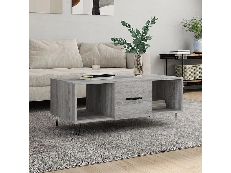 Table basse sonoma gris 102x50x40 cm bois d'ingénierie