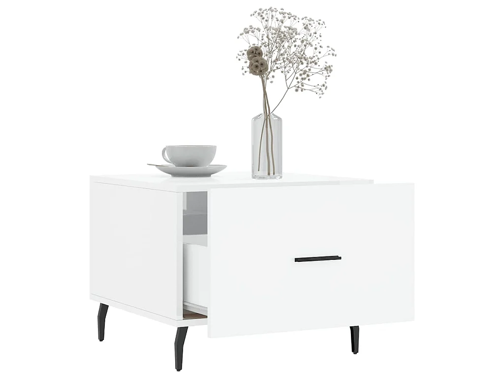 Mesa de centro madera de ingeniería brillo blanco 50x50x40 cm