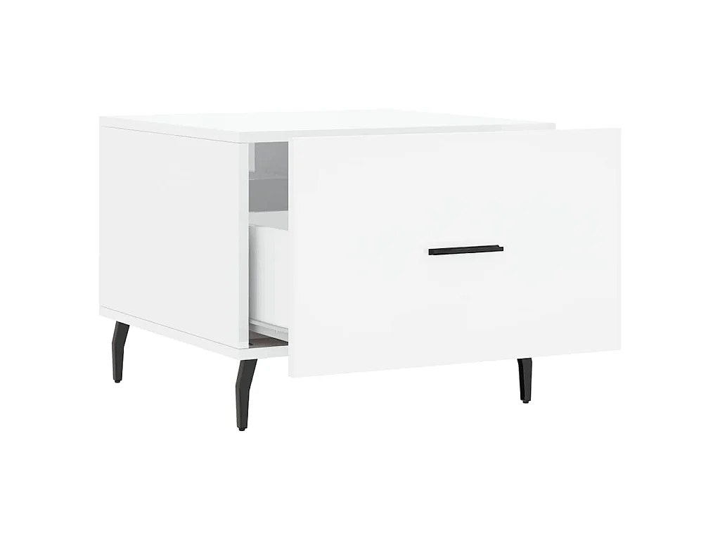 Mesa de centro madera de ingeniería brillo blanco 50x50x40 cm