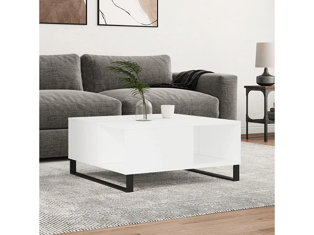 Salontafel 80x80x36,5 cm bewerkt hout wit