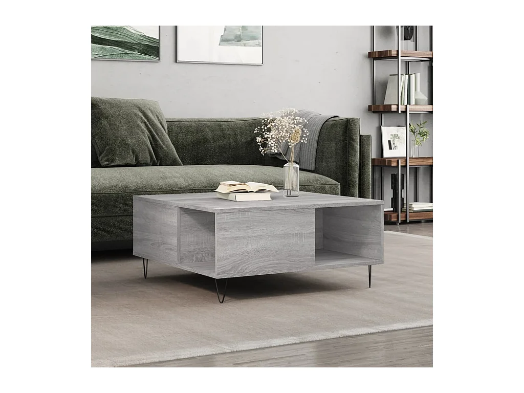 Table basse sonoma gris 80x80x36,5 cm bois d'ingénierie