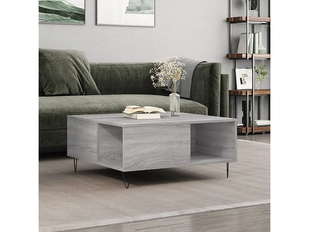 Tavolino Salotto Grigio Sonoma 80x80x36,5 cm Legno Multistrato