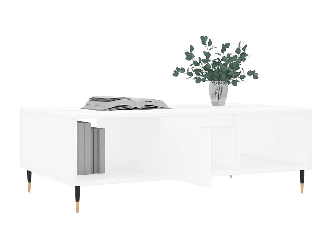 Table basse blanc 104x60x35 cm bois d'ingénierie
