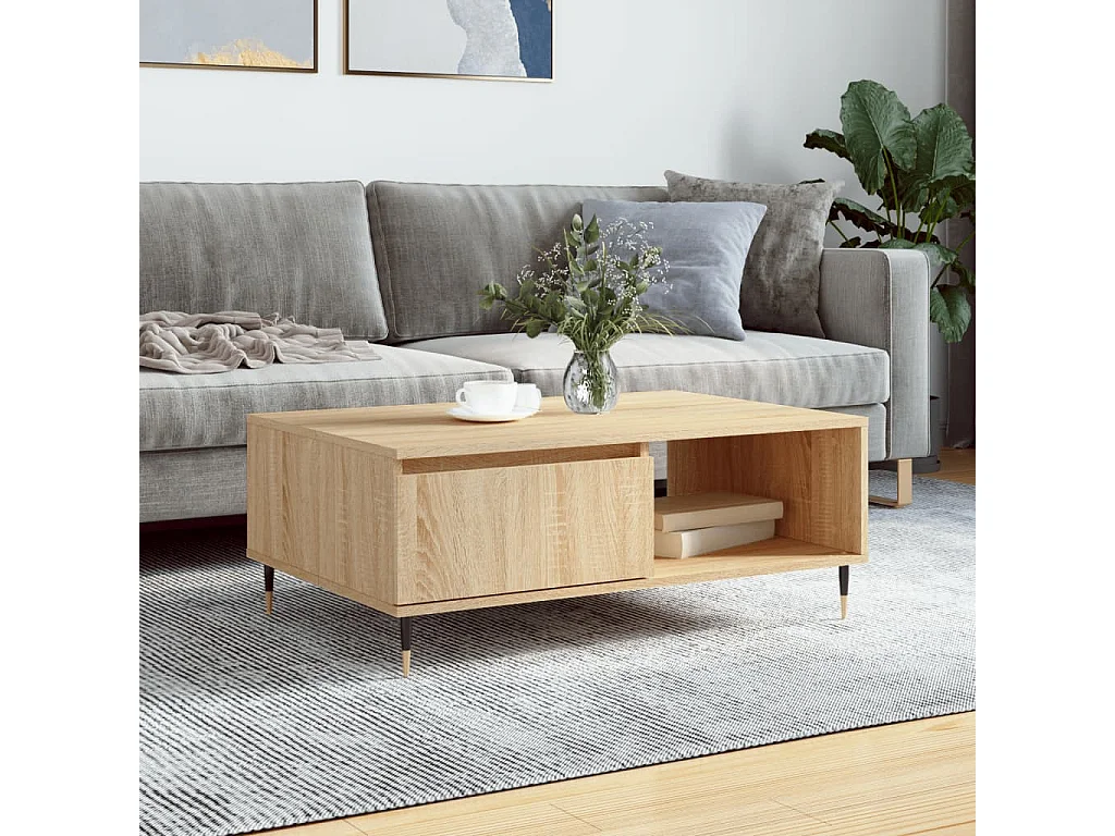 Tavolino da Salotto Rovere Sonoma 90x60x35 cm Legno Multistrato