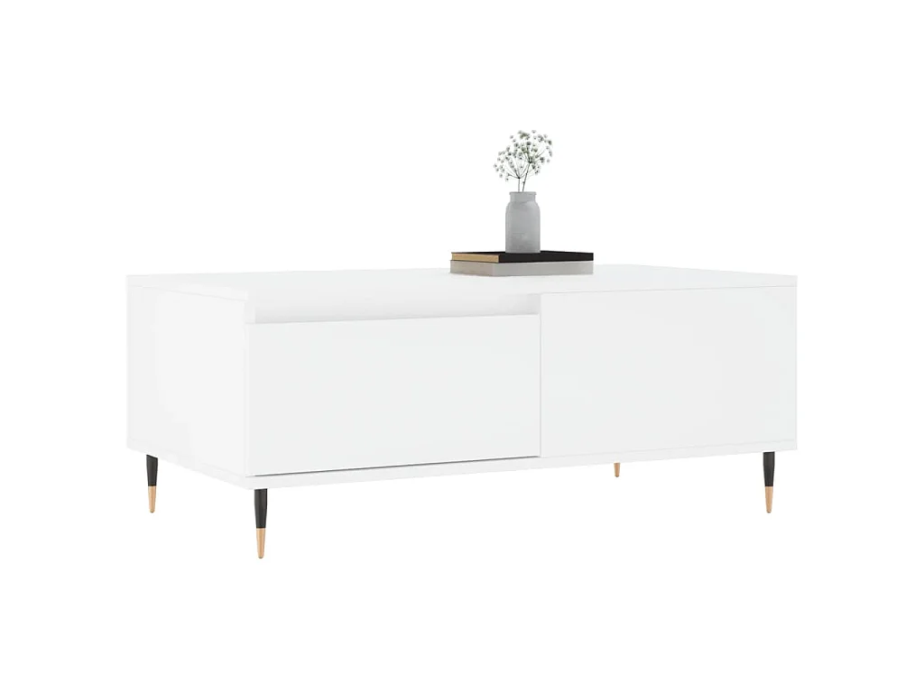 Tavolino da Salotto Bianco 90x50x36,5 cm in Legno Multistrato