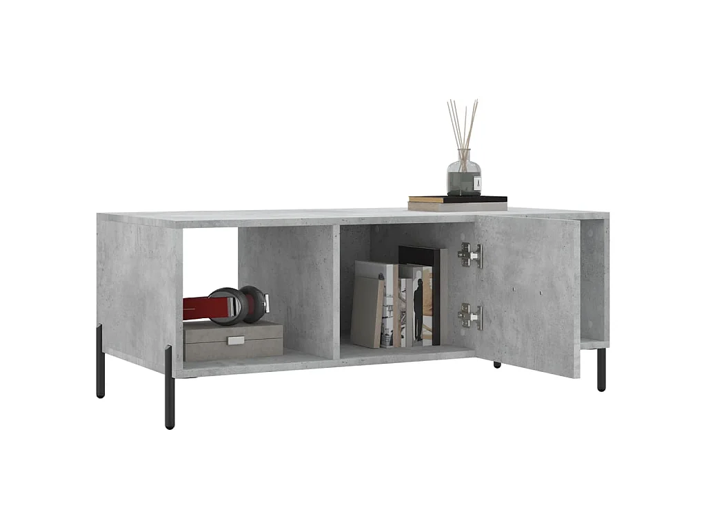 Table basse gris béton 102x50x40 cm bois d'ingénierie