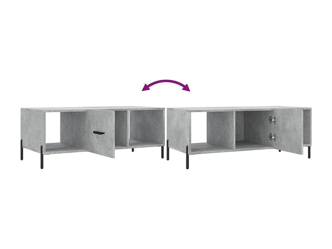 Table basse gris béton 102x50x40 cm bois d'ingénierie