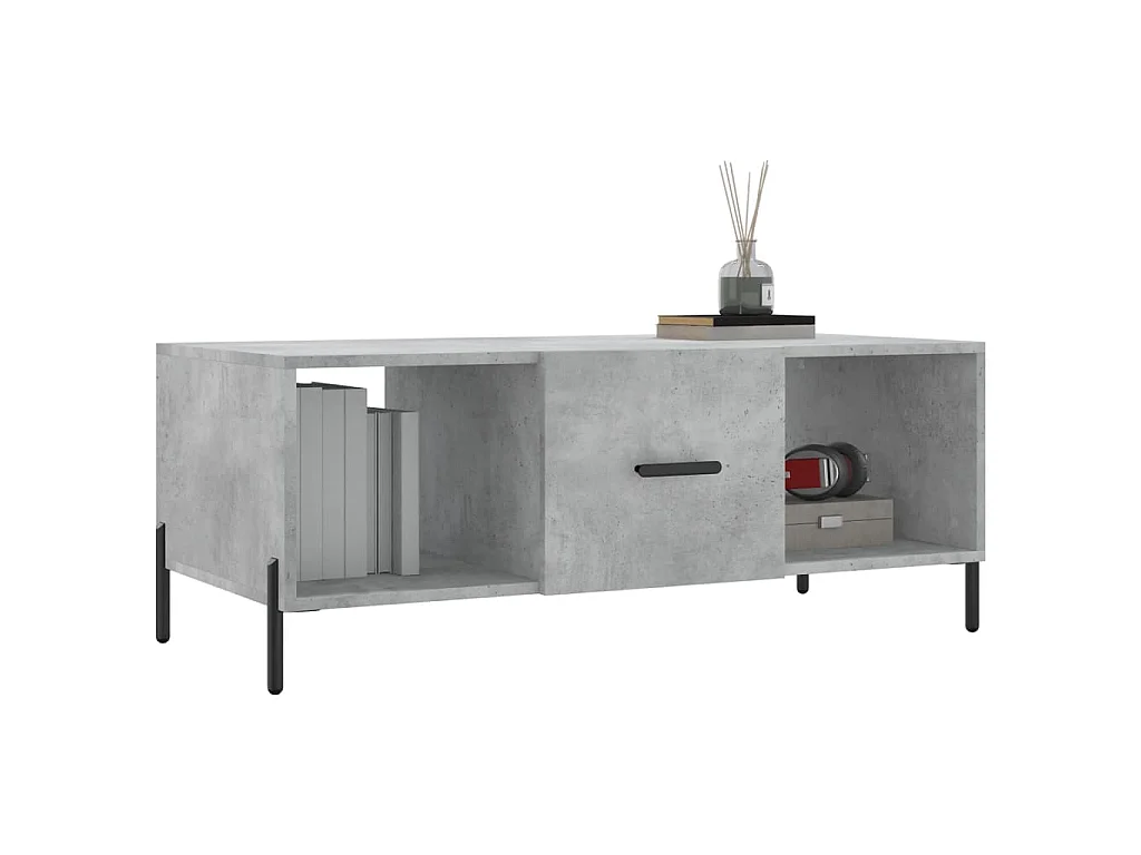 Table basse gris béton 102x50x40 cm bois d'ingénierie
